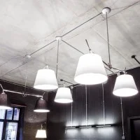 Artemide Tolomeo Basculante Suspension Two Arms Satin Diffusers