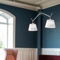 Artemide Tolomeo Basculante Suspension Two Arms Satin Diffusers