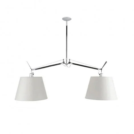 Artemide Tolomeo Basculante Suspension Two Arms Satin Diffusers
