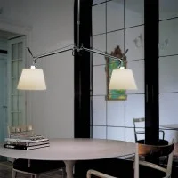 Artemide Tolomeo Basculante Suspension Two Arms Parchment