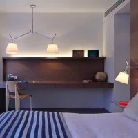 Artemide Tolomeo Basculante Suspension Two Arms Parchment