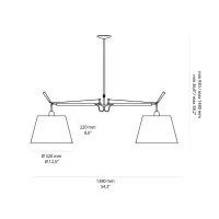 Artemide Tolomeo Basculante Suspension Two Arms Parchment