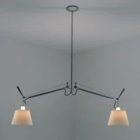 Artemide Tolomeo Basculante Suspension Two Arms Parchment