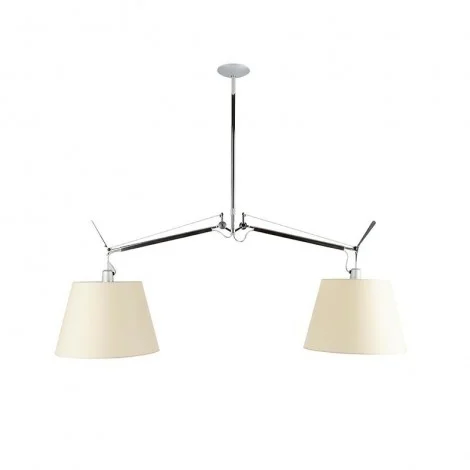 Artemide Tolomeo Basculante Suspension Two Arms Parchment