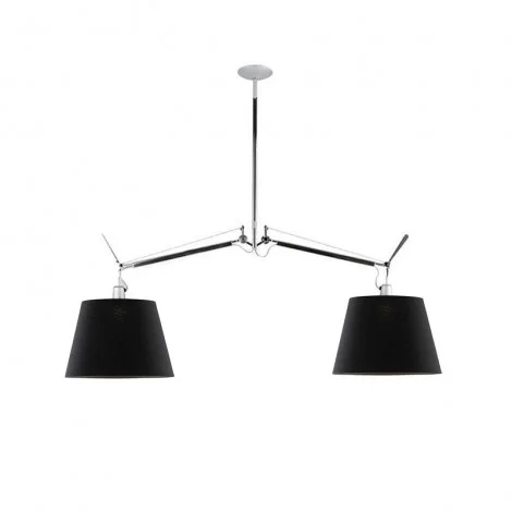 Artemide Tolomeo Basculante Suspension Two Arms Black Fabric