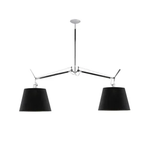 Artemide Tolomeo Basculante Suspension Two Arms Black Fabric