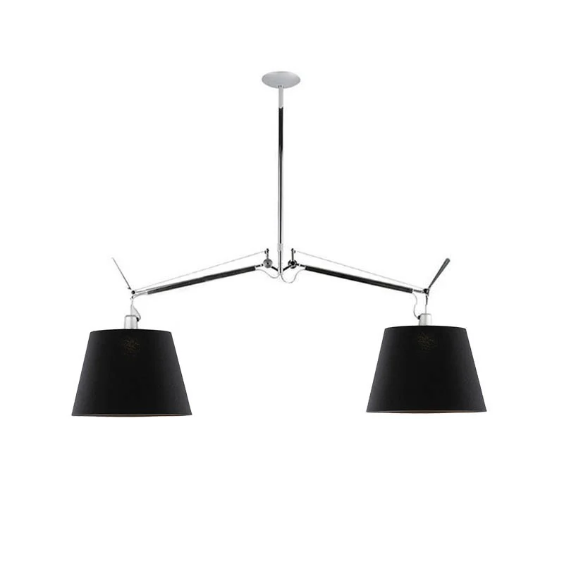 Artemide Tolomeo Basculante Suspension Two Arms Black Fabric