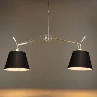 Artemide Tolomeo Basculante Suspension Two Arms Black Fabric