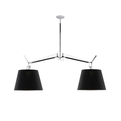 Artemide Tolomeo Basculante Suspension Two Arms Black Fabric