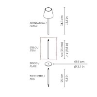 Ai Lati Extension 25 cm Stem For Poldina Outdoor Garden Lamp