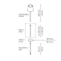 Ai Lati Prolunga 25 cm Stelo Per Poldina Da Esterno Giardino