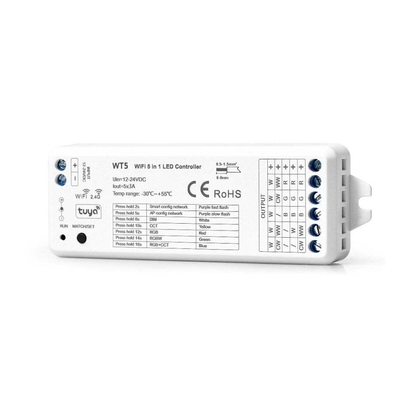 Centralina Wifi, RF 2.4G, e Tuya di Controllo per RGB+CCT Centralina Wifi, RF 2.4G, e Tuya di Controllo per RGB+CCT