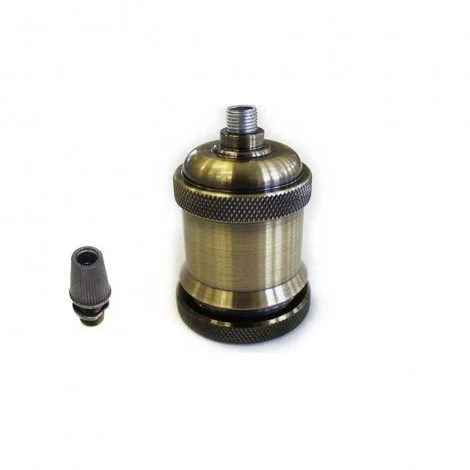 Vintage E27 Lampholder in Brass Bronze with ring