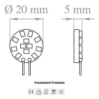 Lampo Led 12 SMD Bispina Chip G4 1.8W-15W 12V AC/DC Lampadina