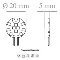 Lampo Led 12 SMD Round Chip Bulb G4 1.8W-15W 12V AC/DC