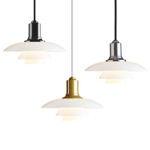 Louis Poulsen PH 2/1 Suspension in Blown White Opal Glass By