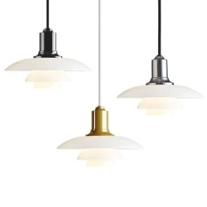 Louis Poulsen PH 2/1 Suspension in Blown White Opal Glass By