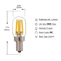 LED Clear Bulb 4W E12 200lm 110-120V 2700K Warm White Dimmable LED Clear Bulb 4W E12 200lm 110-120V 2700K Warm White Dimmable