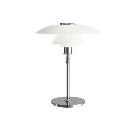 Louis Poulsen PH 4½-3½ Glass Table Chrome Lamp with Diffused