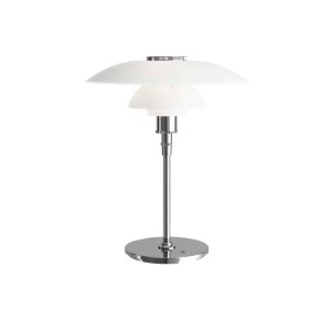 Louis Poulsen PH 4½-3½ Glass Table Chrome Lamp with Diffused