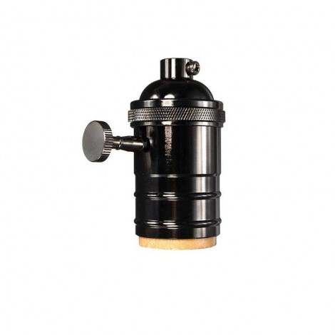 Lamp holder E27 black vintage black with switch