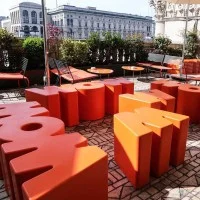 Slide Design WOW Modern Decorative Polyethylene Bench By Kazuko Slide Design WOW Modern Decorative Polyethylene Bench By Kazuko