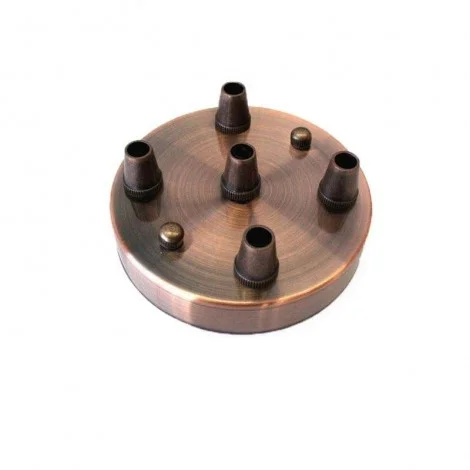 Rosette wall ceiling rose with 5 output copper