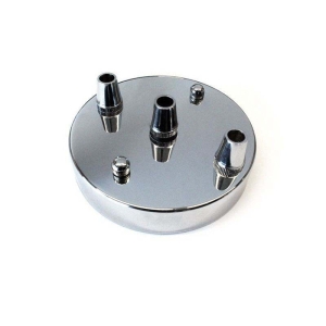 Rosette wall ceiling rose with three output silver Chrome