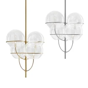 Oluce Lyndon Suspension Lamp With Metal Structure Globes In
