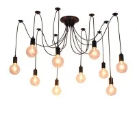 Vintage Suspension Ceiling Lamp 10 E27 40W Lampholder Black Vintage Suspension Ceiling Lamp 10 E27 40W Lampholder Black