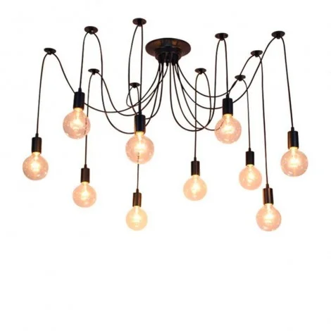 Vintage Suspension Ceiling Lamp 10 E27 40W Lampholder Black Vintage Suspension Ceiling Lamp 10 E27 40W Lampholder Black