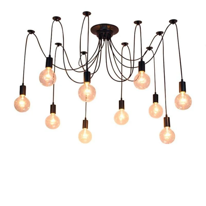 Vintage Suspension Ceiling Lamp 10 E27 40W Lampholder Black Vintage Suspension Ceiling Lamp 10 E27 40W Lampholder Black