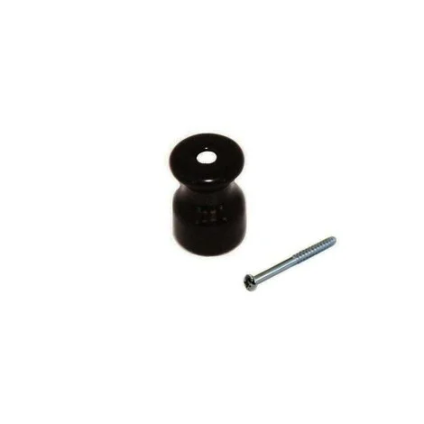 Vintage Porcelain Milano Isolator Black with screw 22 x 16 mm