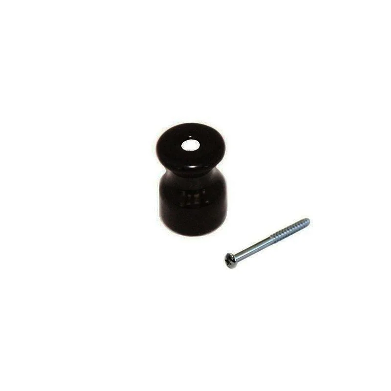 Vintage Porcelain Milano Isolator Black with screw 22 x 16 mm Vintage Porcelain Milano Isolator Black with screw 22 x 16 mm