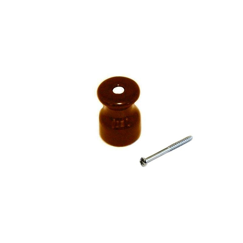Isolatore Milano in Ceramica Marrone 22 x 16 mm con vite e Isolatore Milano in Ceramica Marrone 22 x 16 mm con vite e