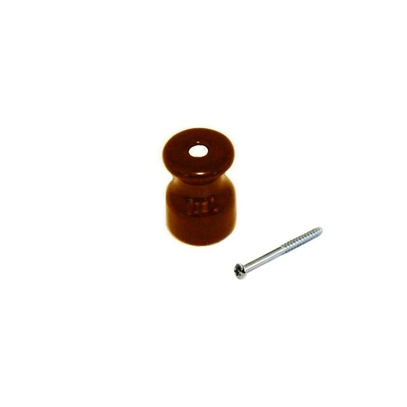 Isolatore Milano in Ceramica Marrone 22 x 16 mm con vite e Isolatore Milano in Ceramica Marrone 22 x 16 mm con vite e