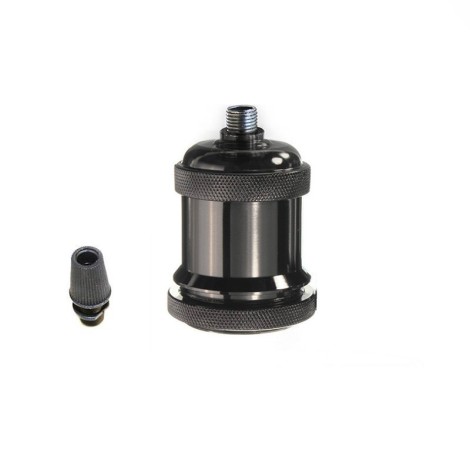 Vintage E27 lampholder in aluminum polished Black color with