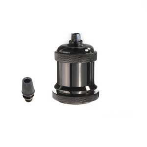 Vintage E27 lampholder in aluminum polished Black color with