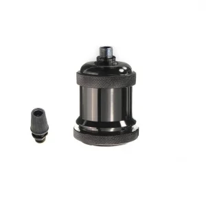 Vintage E27 lampholder in aluminum polished Black color with