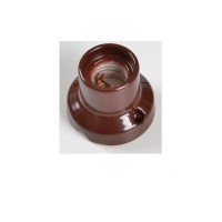 E27 Vintage Lampholder Porcelain Straight Base Brown 0071 Wall