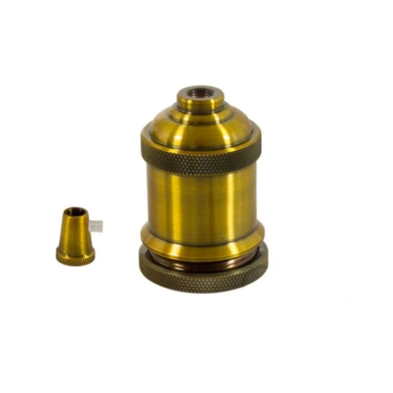 Portalampada Vintage E27 in Metallo Bronzo con ghiera