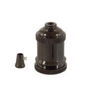Portalampada Vintage E27 in Metallo Nero Perla con ghiera