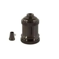Portalampada Vintage E27 in Metallo Nero Perla con ghiera