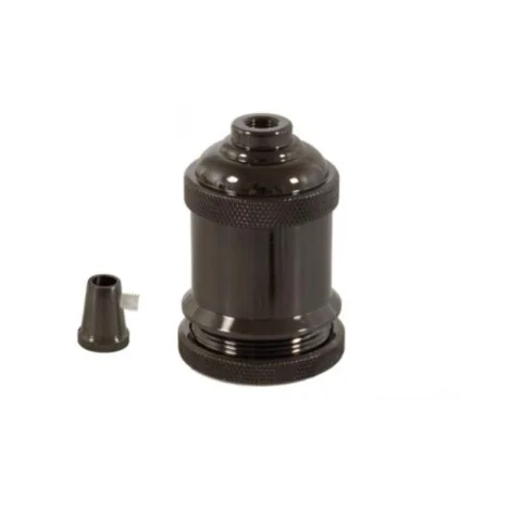 Portalampada Vintage E27 in Metallo Nero Perla con ghiera