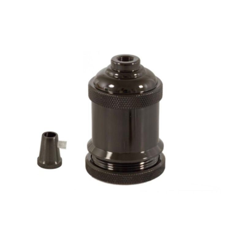 Portalampada Vintage E27 in Metallo Nero Perla con ghiera