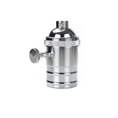 Lamp Holder E27 Vintage Silver Silver with Switch