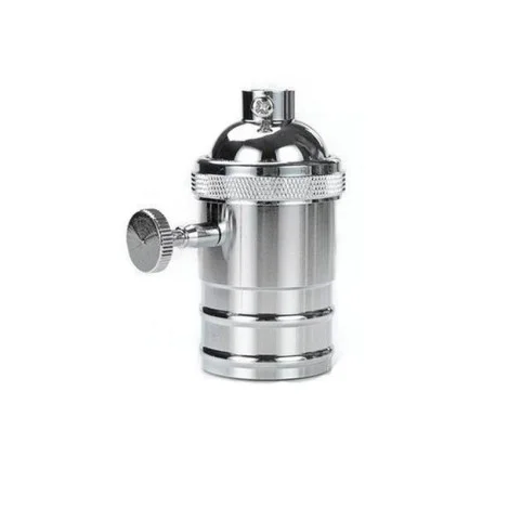 Lamp Holder E27 Vintage Silver Silver with Switch