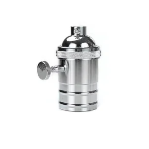 Lamp Holder E27 Vintage Silver Silver with Switch