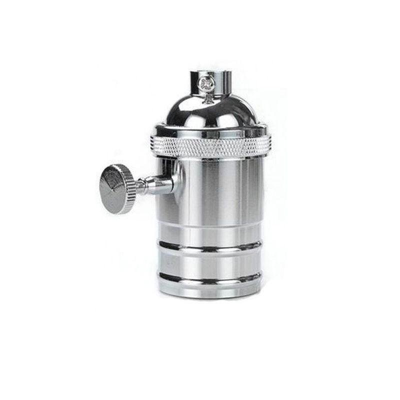 Lamp Holder E27 Vintage Silver Silver with Switch Lamp Holder E27 Vintage Silver Silver with Switch