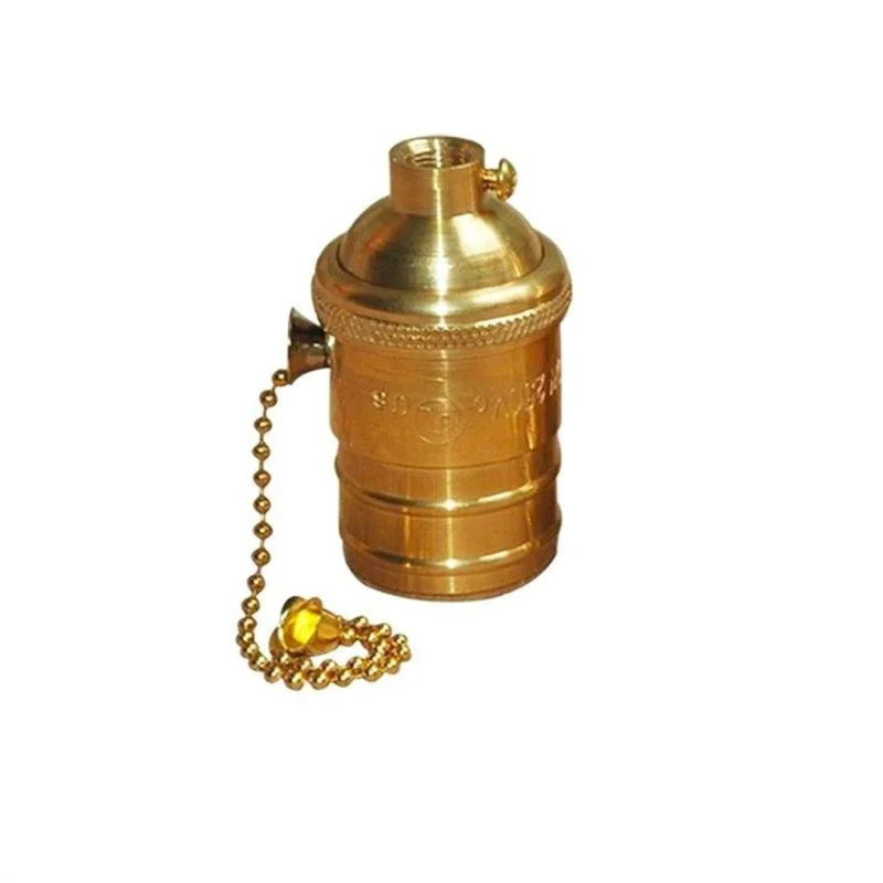 Portalampada e27 vintage oro con catena zipper catenella Portalampada e27 vintage oro con catena zipper catenella